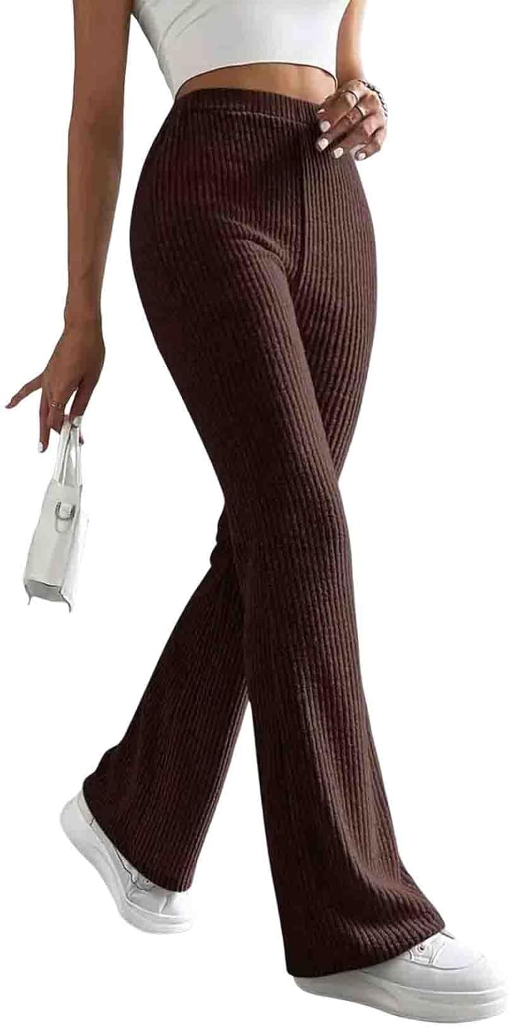 Women's Pants Fall Flare Casual Lounge Stretchy Bell Bottom Trousers Sweat Pants