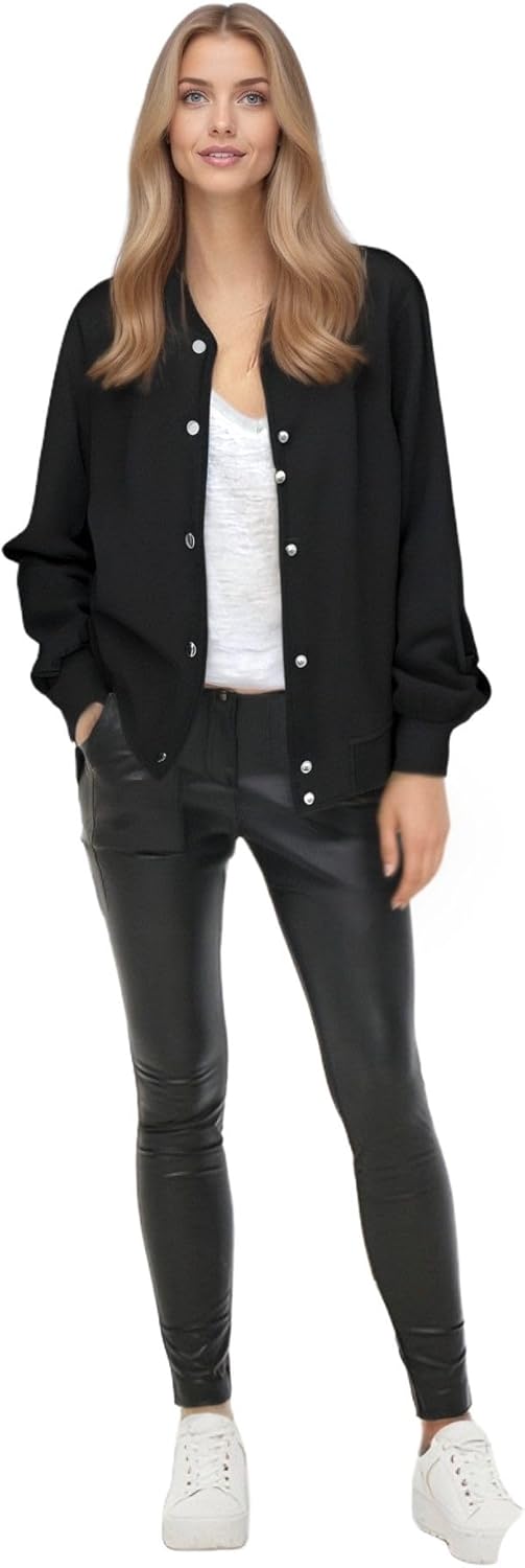 Zeagoo Bomber Jacket Women Varsity Casual Button Down Lightweight 2025 Fall Fashion Short School Outfits with Pockets