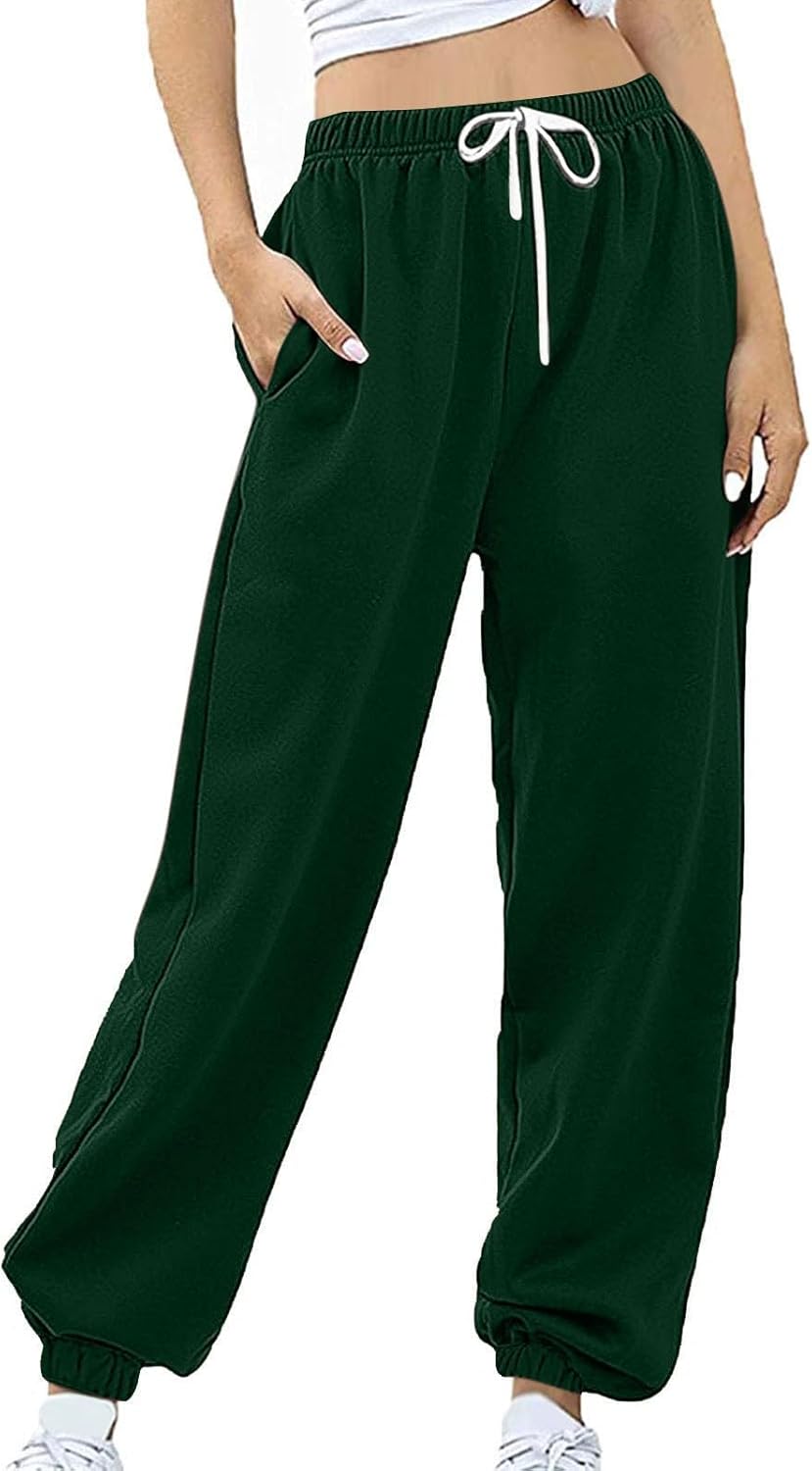 Sweatpants for Women Baggy Sweat Pants High Waisted Drawstring Joggers with Pockets Loose Fit Casual Workout Trousers