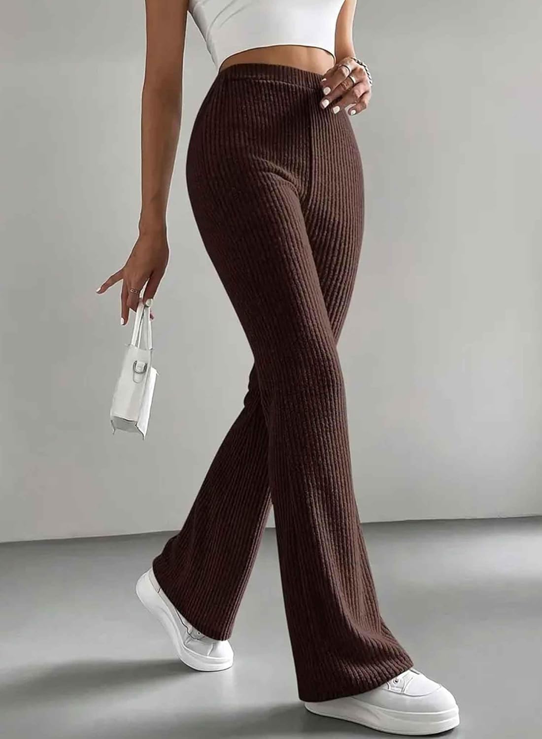 Women's Pants Fall Flare Casual Lounge Stretchy Bell Bottom Trousers Sweat Pants
