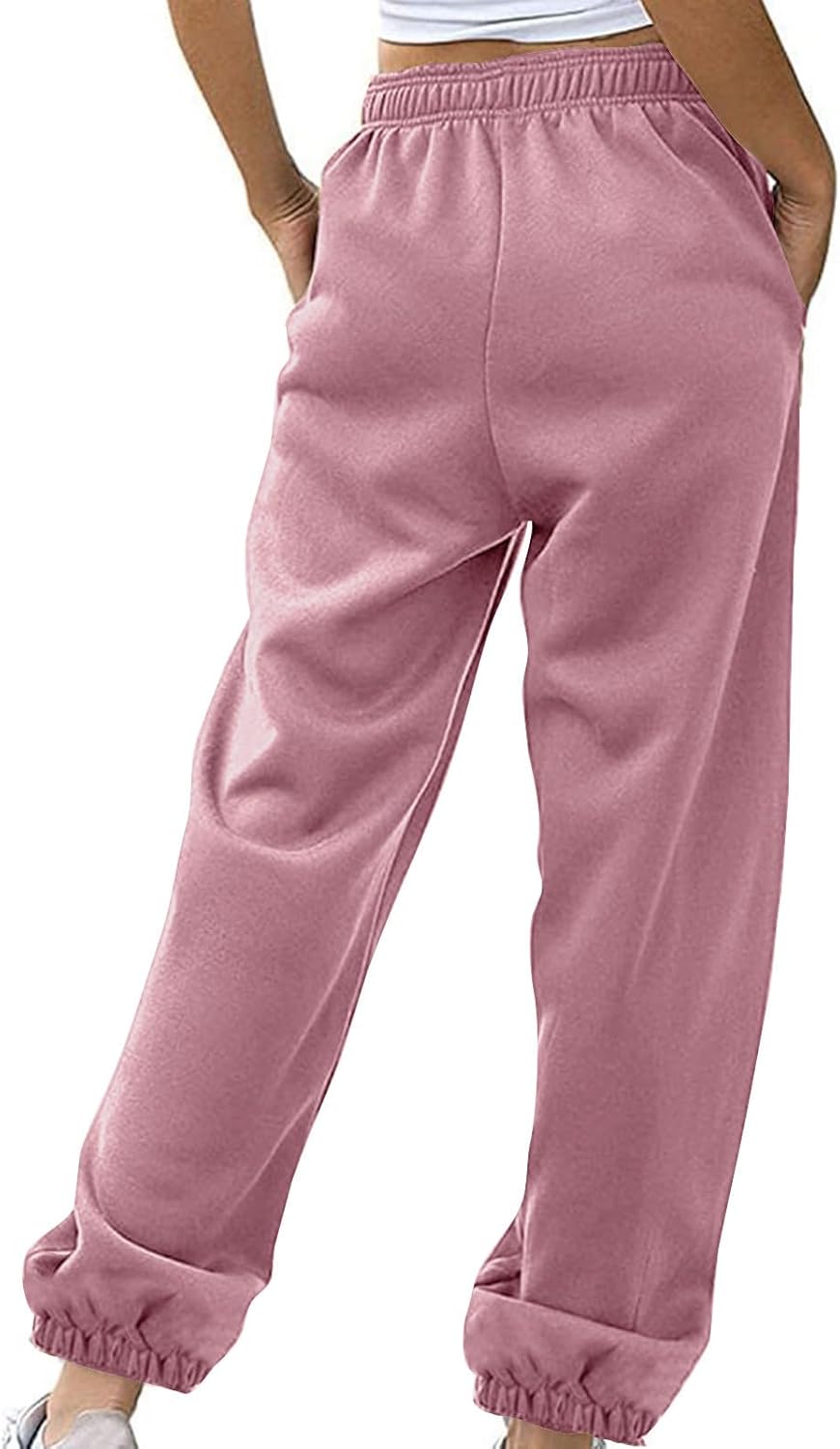 Sweatpants for Women Baggy Sweat Pants High Waisted Drawstring Joggers with Pockets Loose Fit Casual Workout Trousers