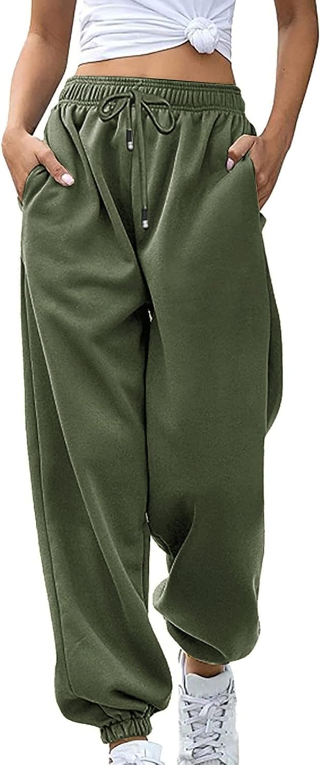Sweatpants for Women Baggy Sweat Pants High Waisted Drawstring Joggers with Pockets Loose Fit Casual Workout Trousers