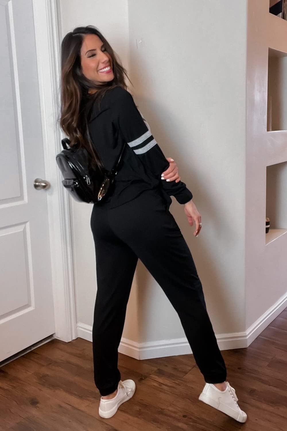 PRETTYGARDEN Women's Color Block 2 Piece 2025 Fall Tracksuit Crewneck Long Sleeve Tops Long Sweatpants Outfits Lounge Sets