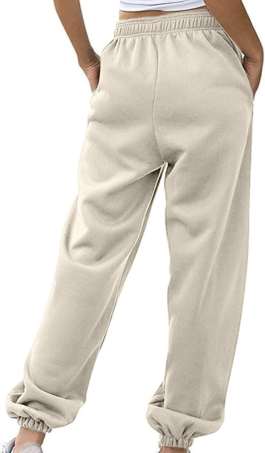 Sweatpants for Women Baggy Sweat Pants High Waisted Drawstring Joggers with Pockets Loose Fit Casual Workout Trousers