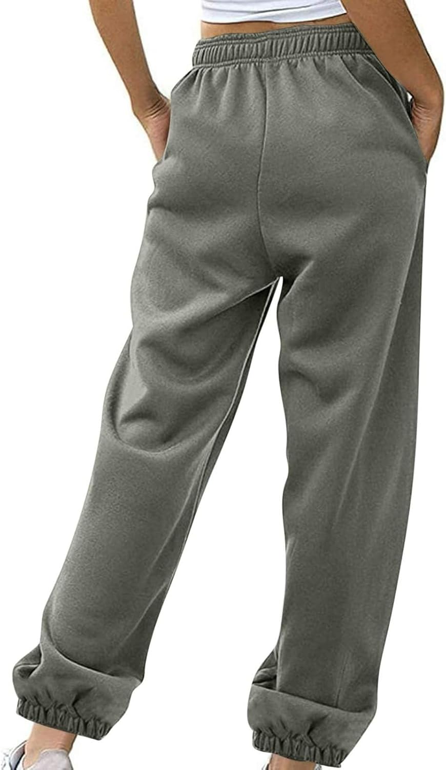 Sweatpants for Women Baggy Sweat Pants High Waisted Drawstring Joggers with Pockets Loose Fit Casual Workout Trousers