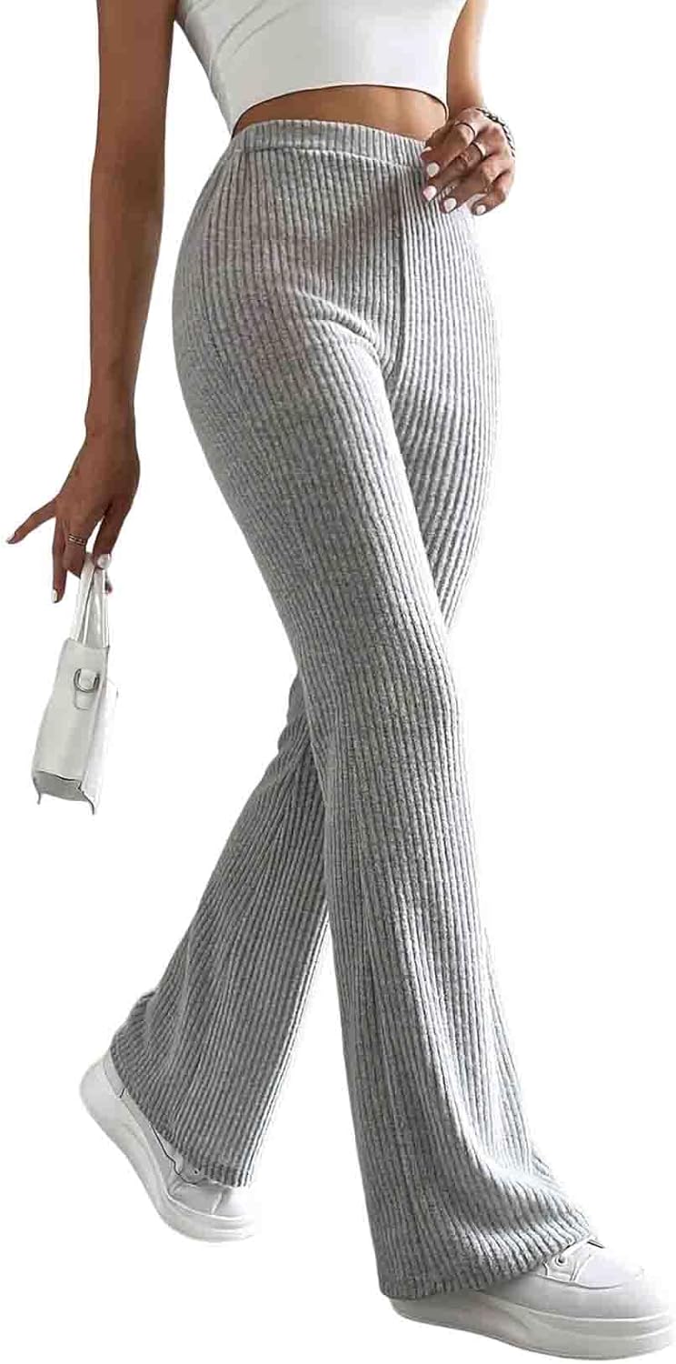 Women's Pants Fall Flare Casual Lounge Stretchy Bell Bottom Trousers Sweat Pants