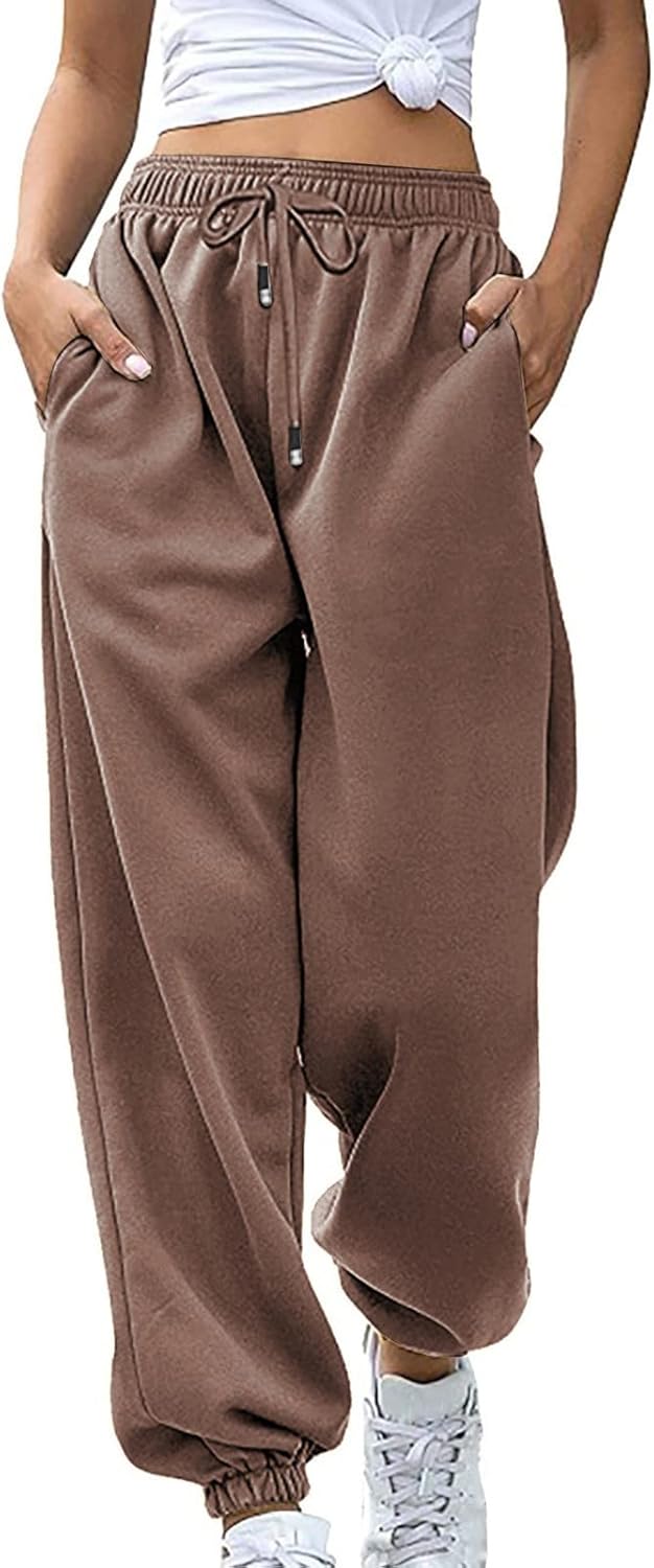 Sweatpants for Women Baggy Sweat Pants High Waisted Drawstring Joggers with Pockets Loose Fit Casual Workout Trousers