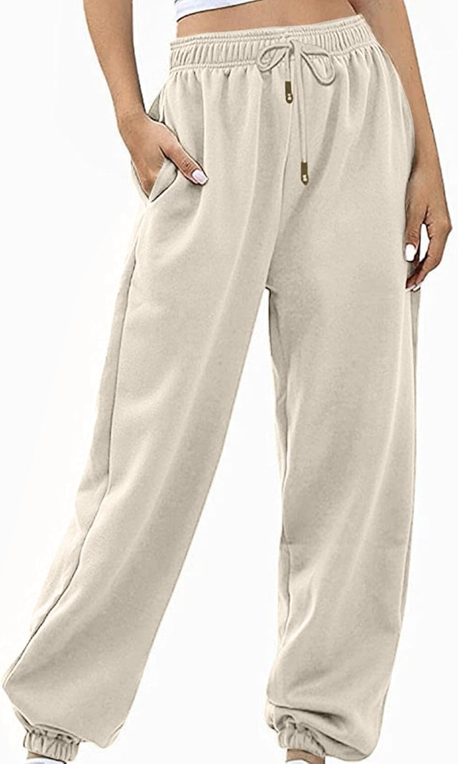 Sweatpants for Women Baggy Sweat Pants High Waisted Drawstring Joggers with Pockets Loose Fit Casual Workout Trousers