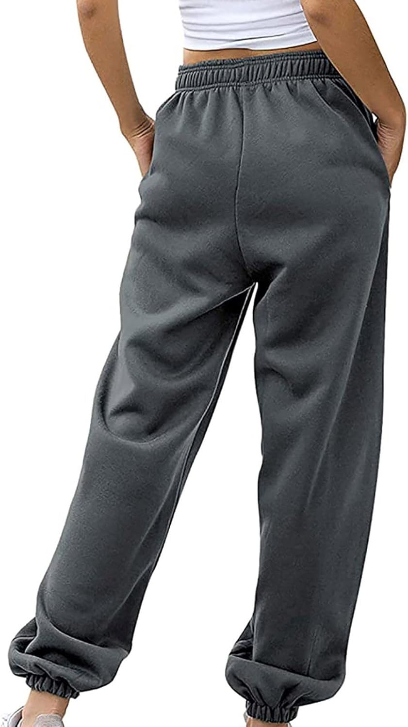 Sweatpants for Women Baggy Sweat Pants High Waisted Drawstring Joggers with Pockets Loose Fit Casual Workout Trousers