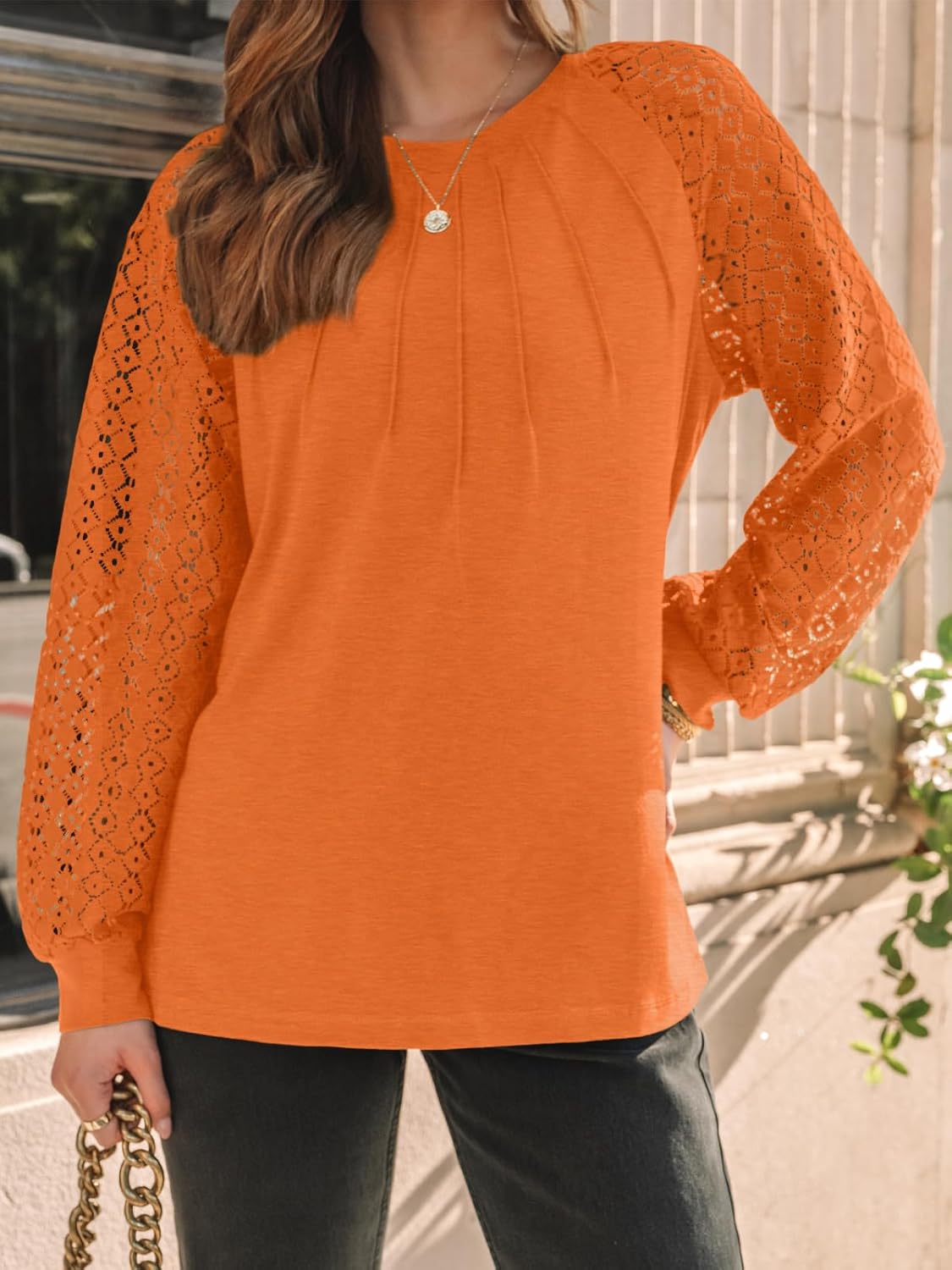 AUTOMET Womens Long Sleeve Shirts Pleated Lace Tops Fall Fashion Outfits Business Casual Blouses