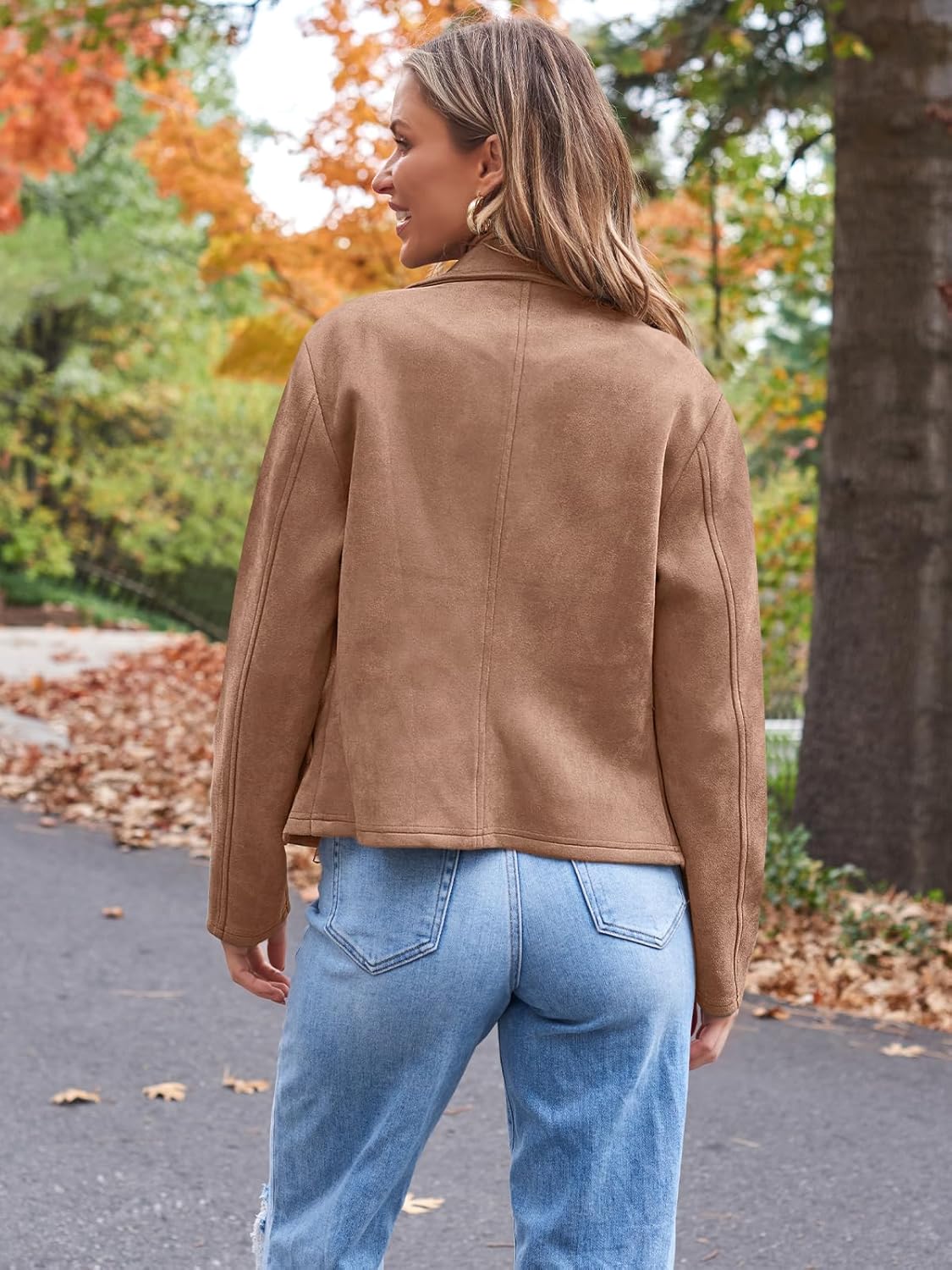 AUTOMET Womens Faux Leather Jackets Suede Fall Fashion 2025 Outfits Winter Clothes Open Front Cropped Coat Outwear
