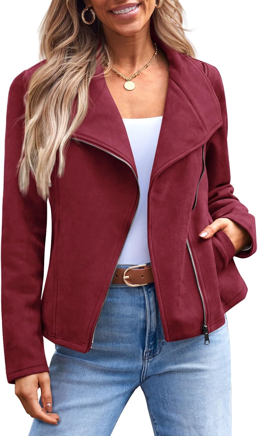 AUTOMET Womens Faux Leather Jackets Suede Fall Fashion 2025 Outfits Winter Clothes Open Front Cropped Coat Outwear