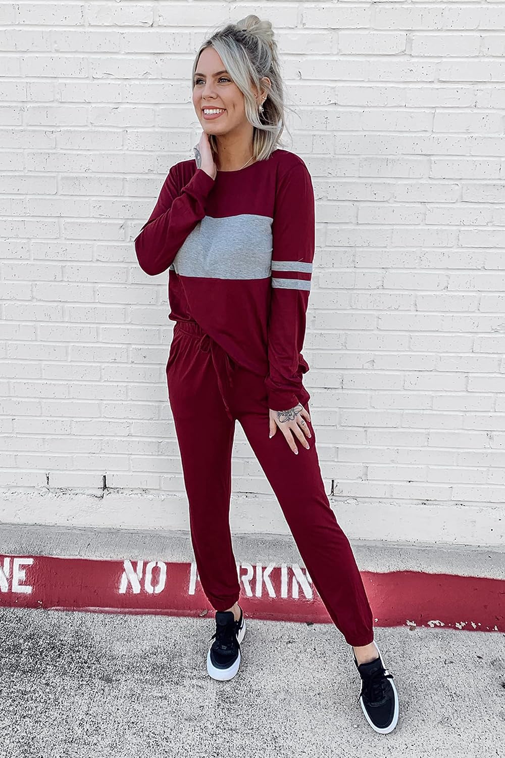 PRETTYGARDEN Women's Color Block 2 Piece 2025 Fall Tracksuit Crewneck Long Sleeve Tops Long Sweatpants Outfits Lounge Sets