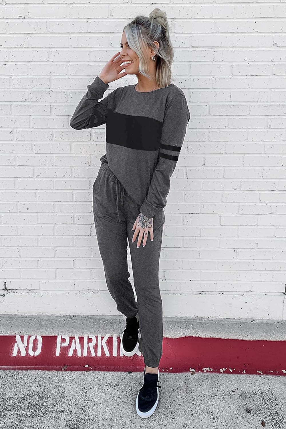 PRETTYGARDEN Women's Color Block 2 Piece 2025 Fall Tracksuit Crewneck Long Sleeve Tops Long Sweatpants Outfits Lounge Sets