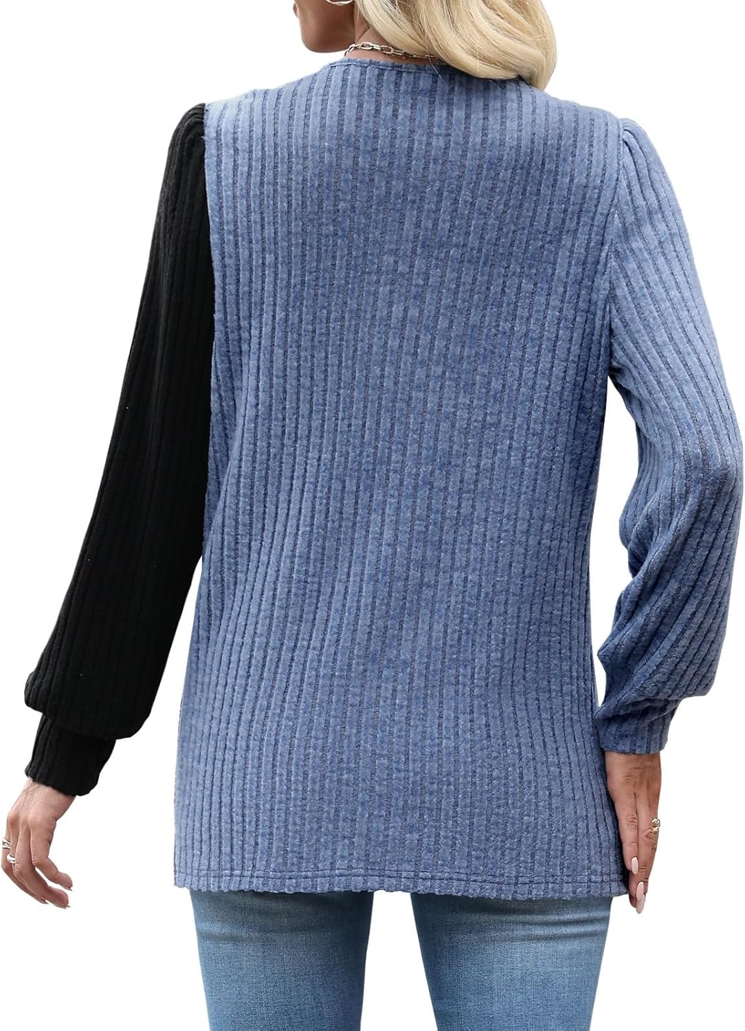 MixShe Womens Knit Sweaters 2025 Fall Winter Casual Long Sleeve Ribbed Colorblock Button Pullover Tops