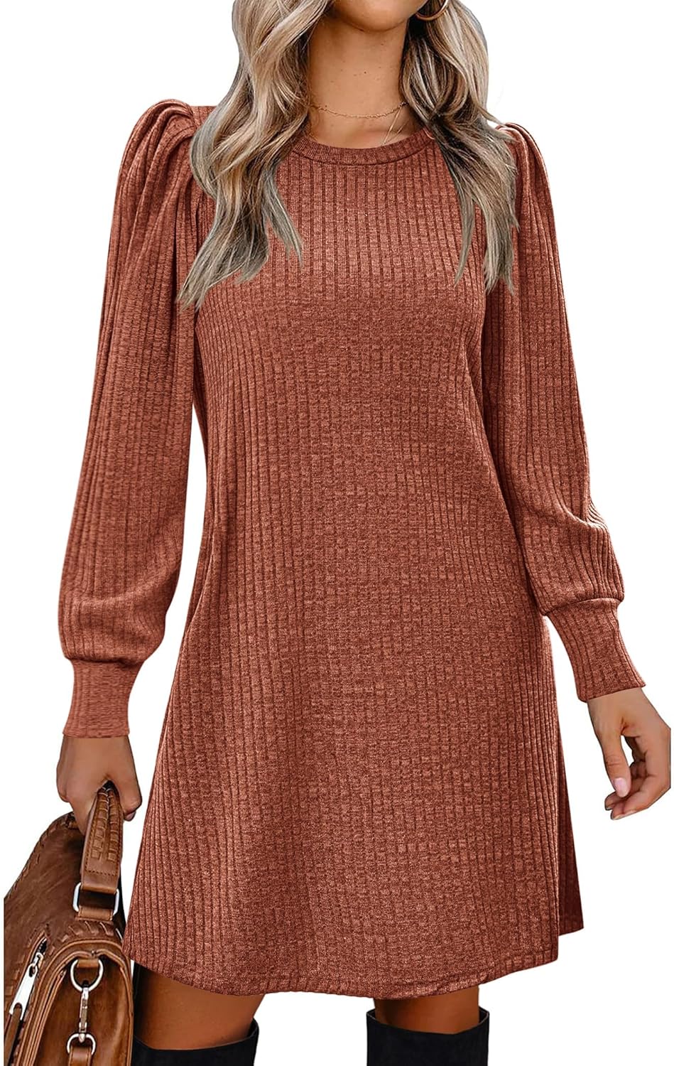 Women’s Knitted Sweater Dress with Pockets