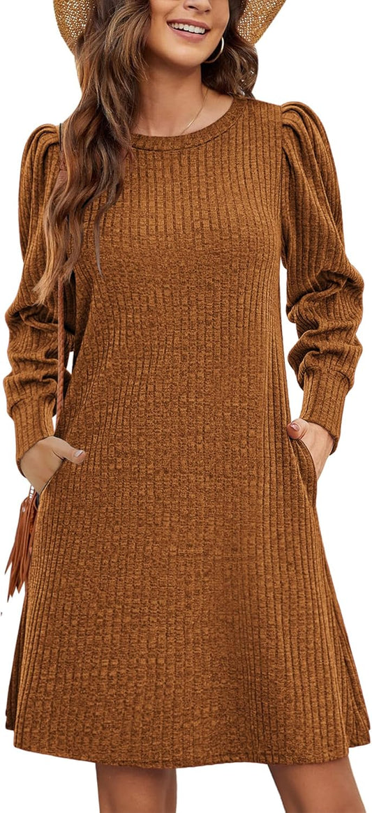 Women’s Knitted Sweater Dress with Pockets