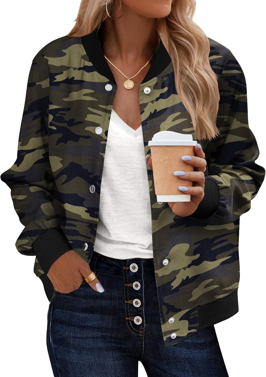 Zeagoo Bomber Jacket Women Varsity Casual Button Down Lightweight 2025 Fall Fashion Short School Outfits with Pockets
