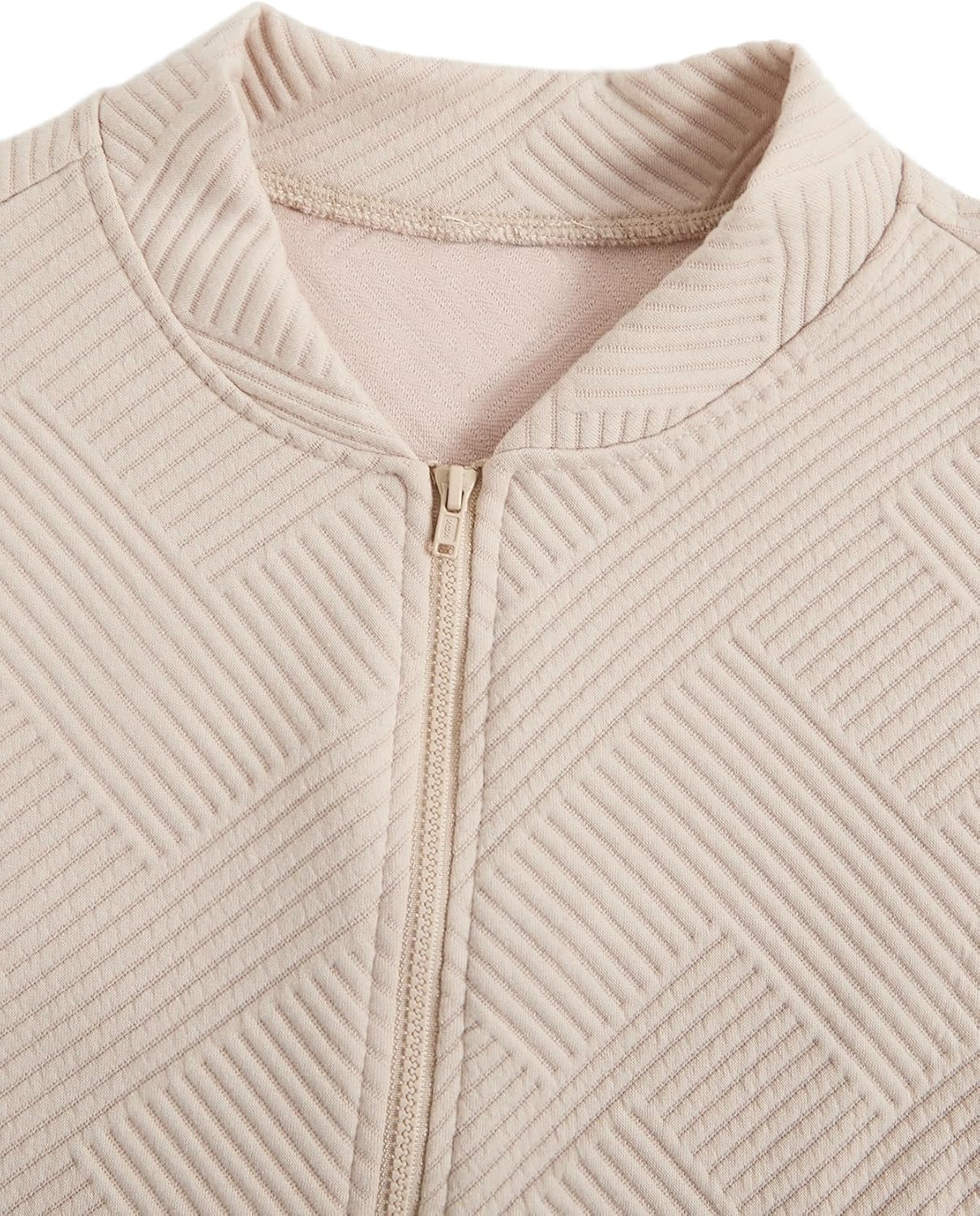 Verdusa Women's Zip Up Textured Lightweight Bomber Jacket Casual Long Sleeve Outerwear