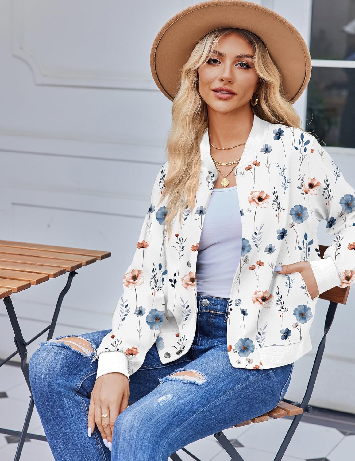 Zeagoo Bomber Jacket Women Varsity Casual Button Down Lightweight 2025 Fall Fashion Short School Outfits with Pockets
