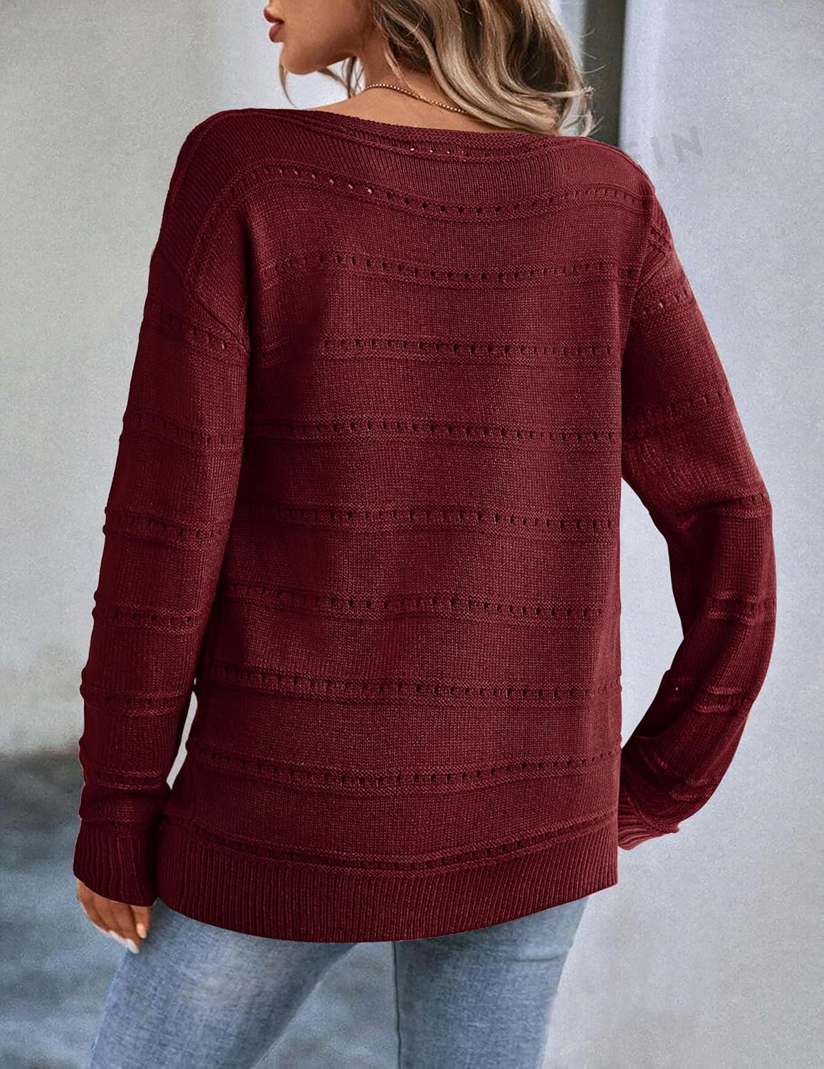 Zeagoo Womens Sweaters Cute Long Sleeve Off The Shoulder Pullover Tops Hollow Out Crochet Dressy Casual Outfits