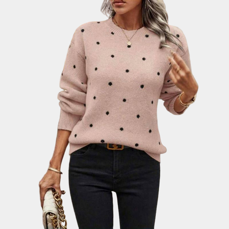 Sophisticated Polka Dot Knitted Sweater