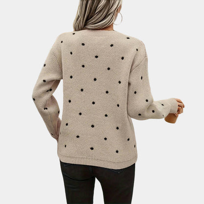 Sophisticated Polka Dot Knitted Sweater