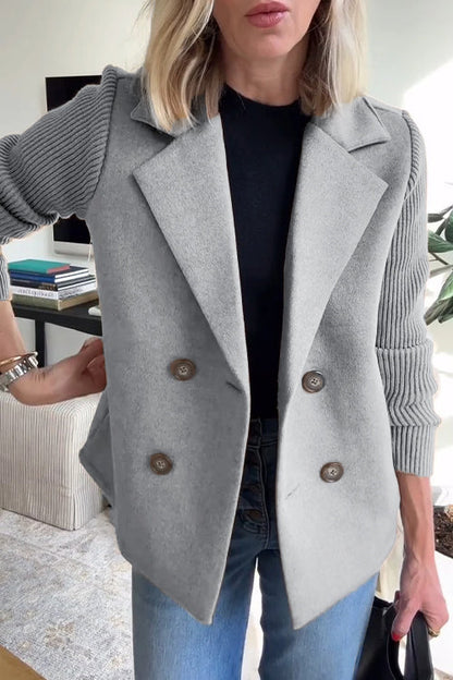 Chic Blazer with Knitted Sleeves