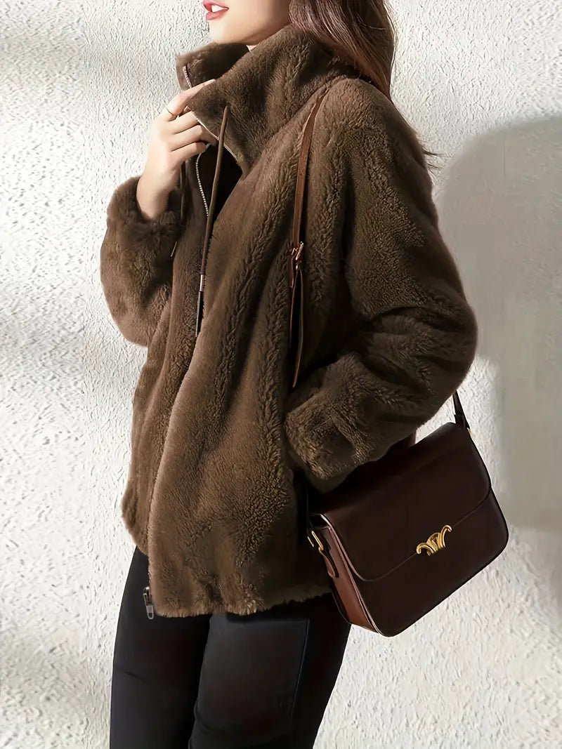 Anastasia - Stylish Furry Fleece Jacket