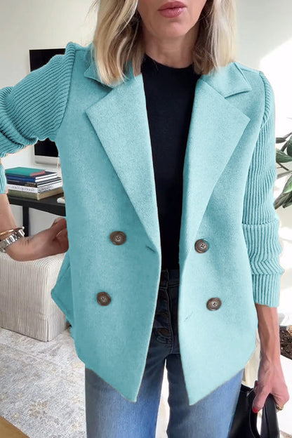 Chic Blazer with Knitted Sleeves