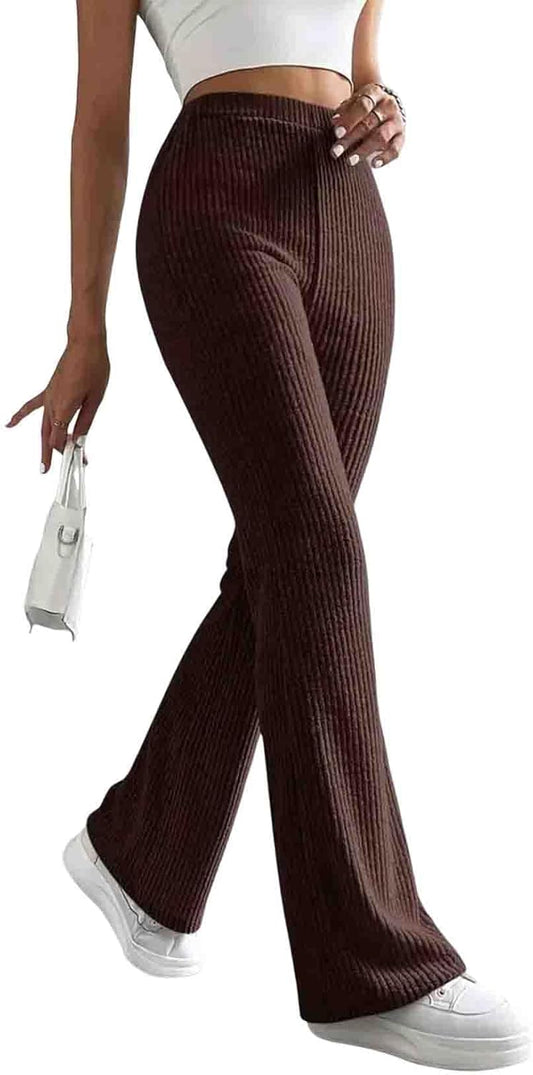 Women's Pants Fall Flare Casual Lounge Stretchy Bell Bottom Trousers Sweat Pants