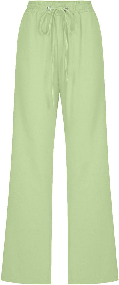 Linen Pants Women Fall Fashion High Waisted Cotton Pants Ladies Casual Plus Size Loose Fit Wide Leg Lounge Trousers