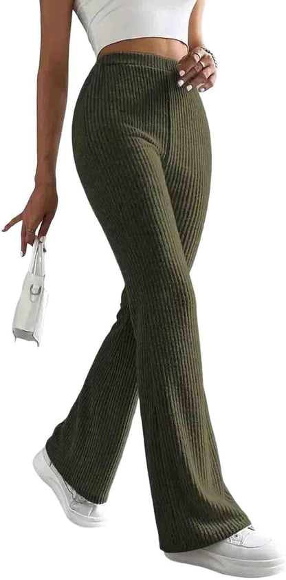 Women's Pants Fall Flare Casual Lounge Stretchy Bell Bottom Trousers Sweat Pants