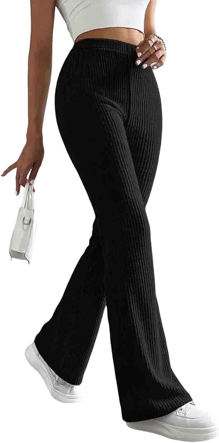 Women's Pants Fall Flare Casual Lounge Stretchy Bell Bottom Trousers Sweat Pants