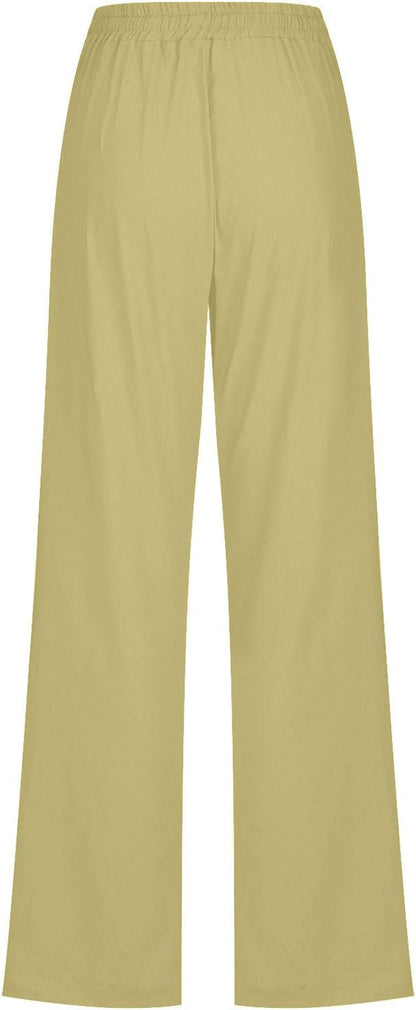 Linen Pants Women Fall Fashion High Waisted Cotton Pants Ladies Casual Plus Size Loose Fit Wide Leg Lounge Trousers