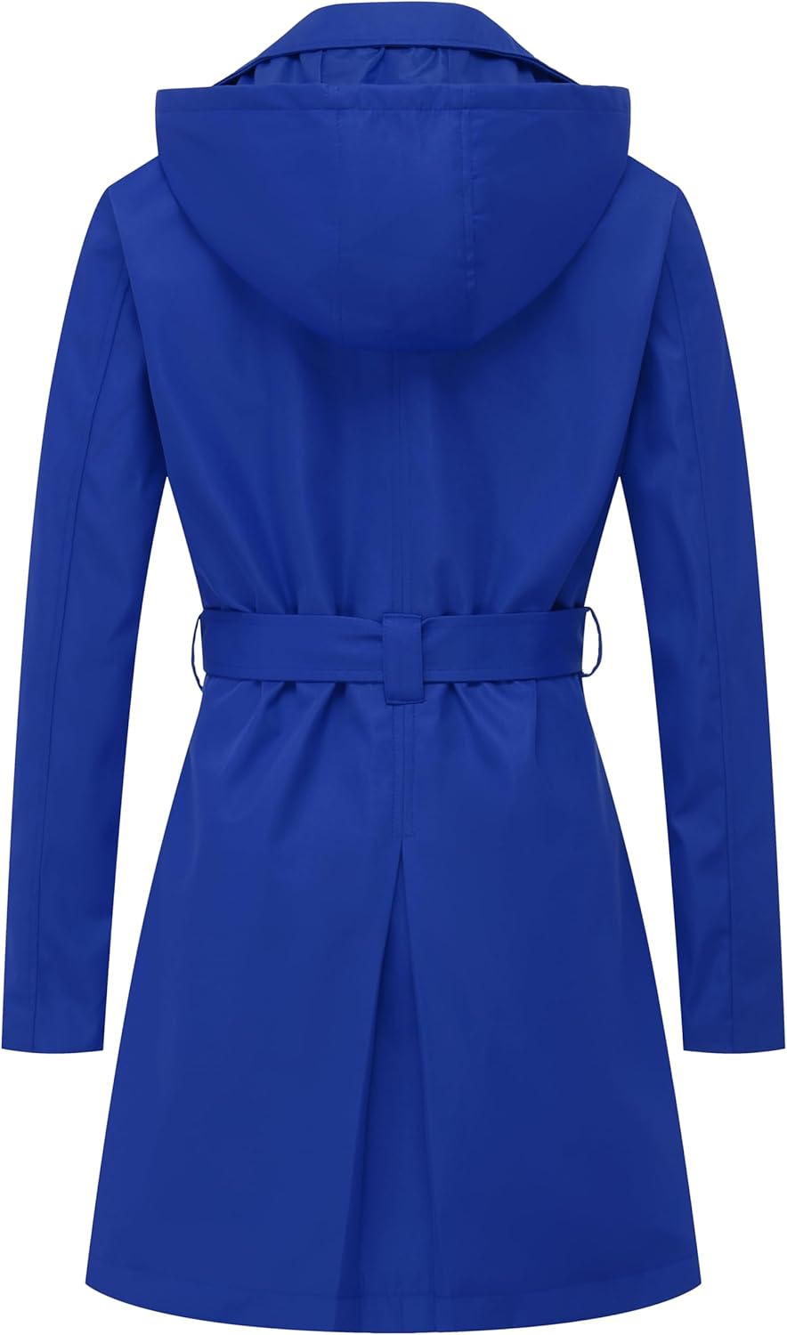 CREATMO US Women's Trench Coat Double-Breasted Classic Lapel Overcoat Belted Slim Outerwear Coat with Detachable Hood
