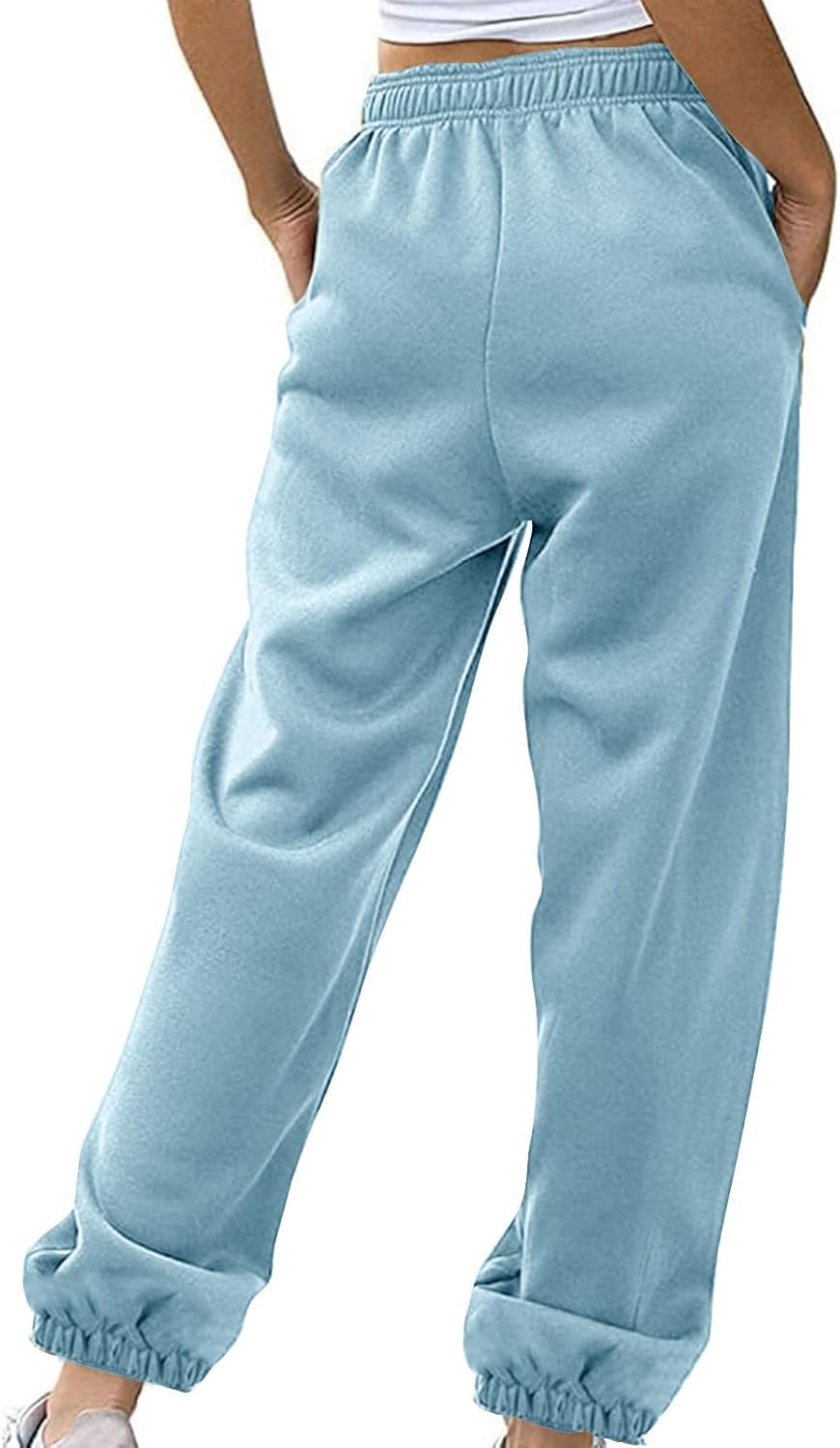Sweatpants for Women Baggy Sweat Pants High Waisted Drawstring Joggers with Pockets Loose Fit Casual Workout Trousers