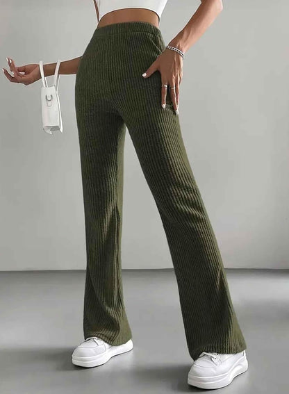 Women's Pants Fall Flare Casual Lounge Stretchy Bell Bottom Trousers Sweat Pants