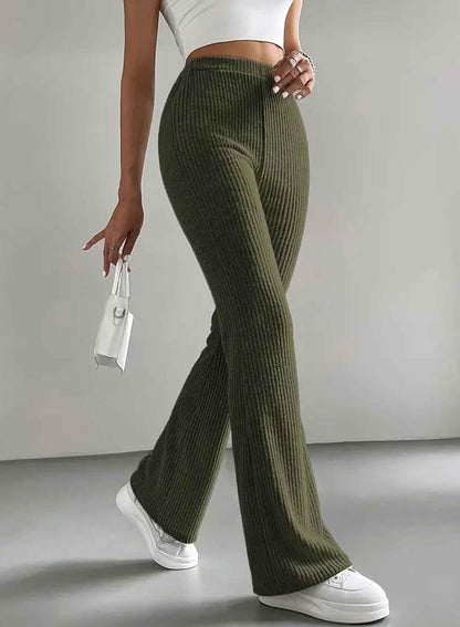 Women's Pants Fall Flare Casual Lounge Stretchy Bell Bottom Trousers Sweat Pants