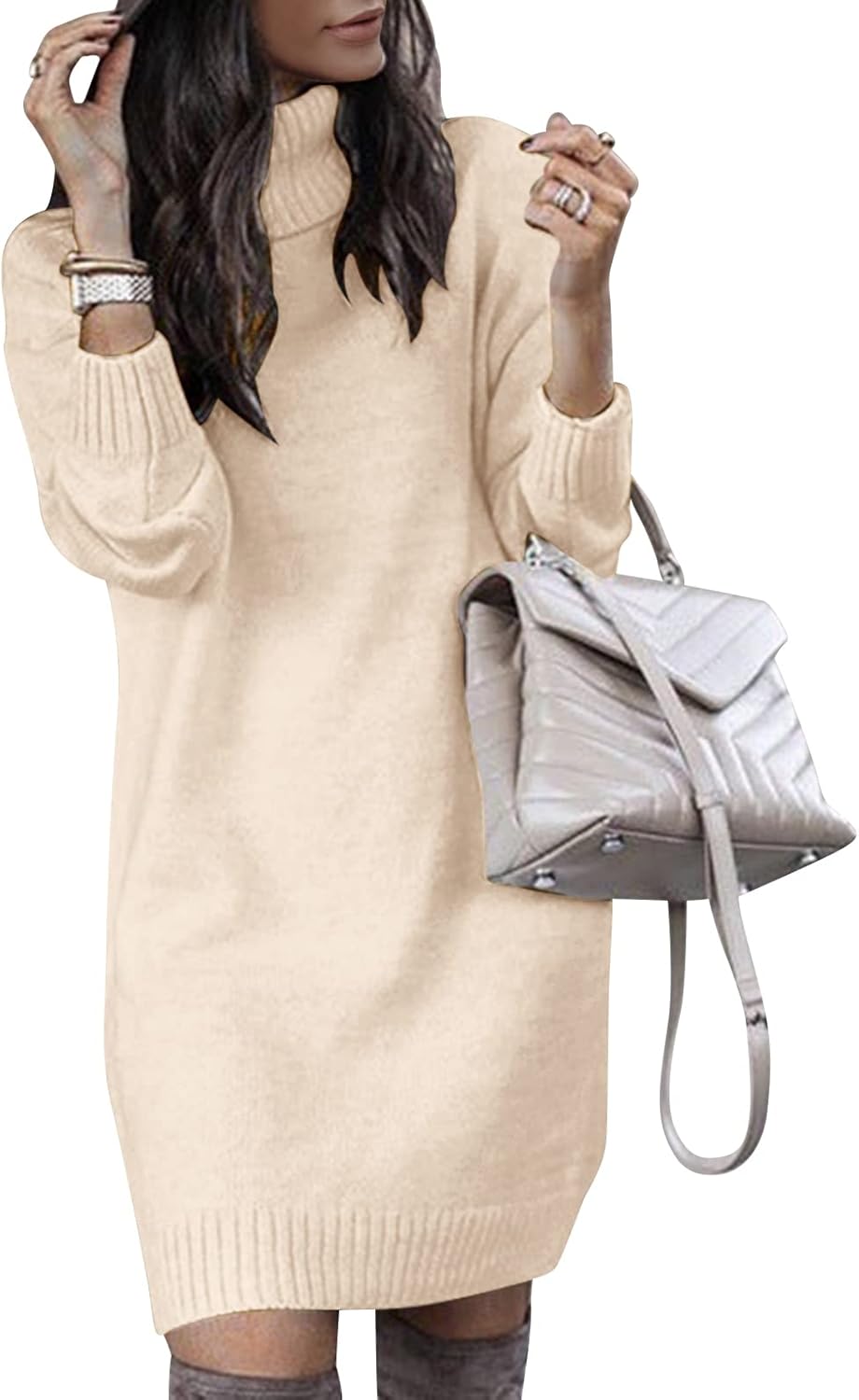 Oversized Turtleneck Sweater Dress