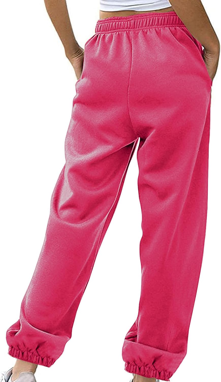Sweatpants for Women Baggy Sweat Pants High Waisted Drawstring Joggers with Pockets Loose Fit Casual Workout Trousers