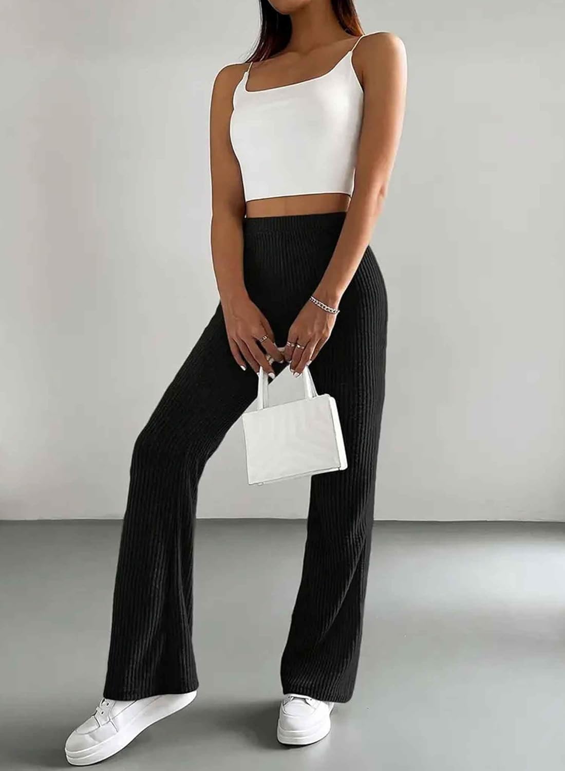 Women's Pants Fall Flare Casual Lounge Stretchy Bell Bottom Trousers Sweat Pants