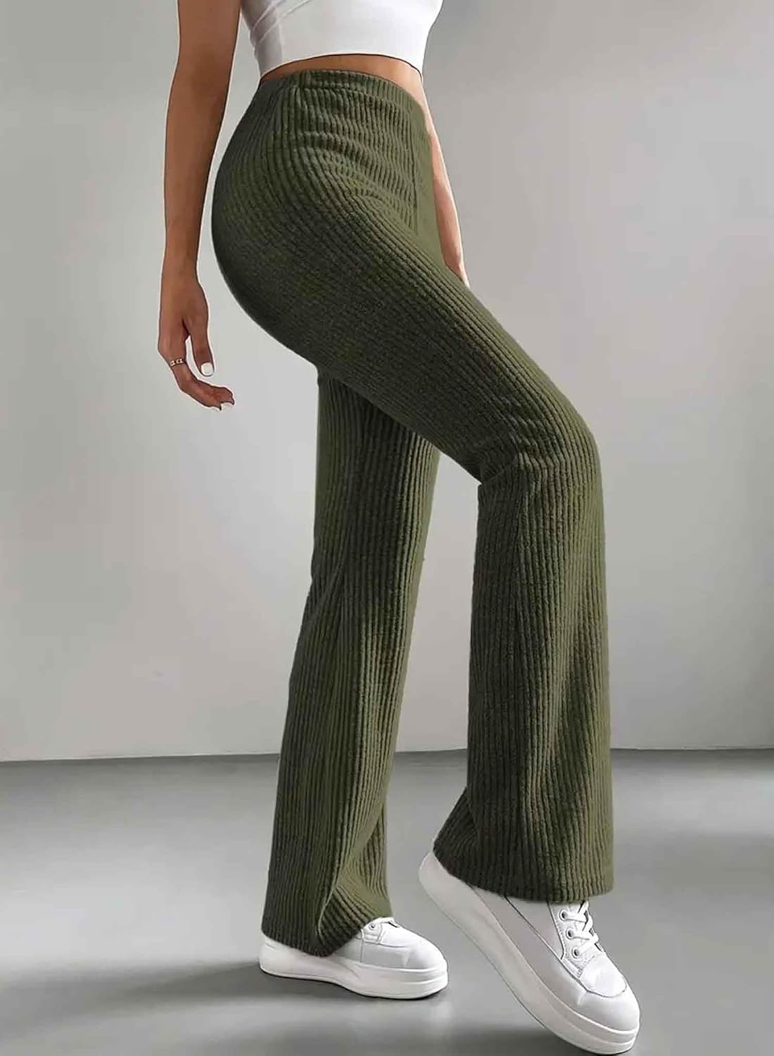 Women's Pants Fall Flare Casual Lounge Stretchy Bell Bottom Trousers Sweat Pants
