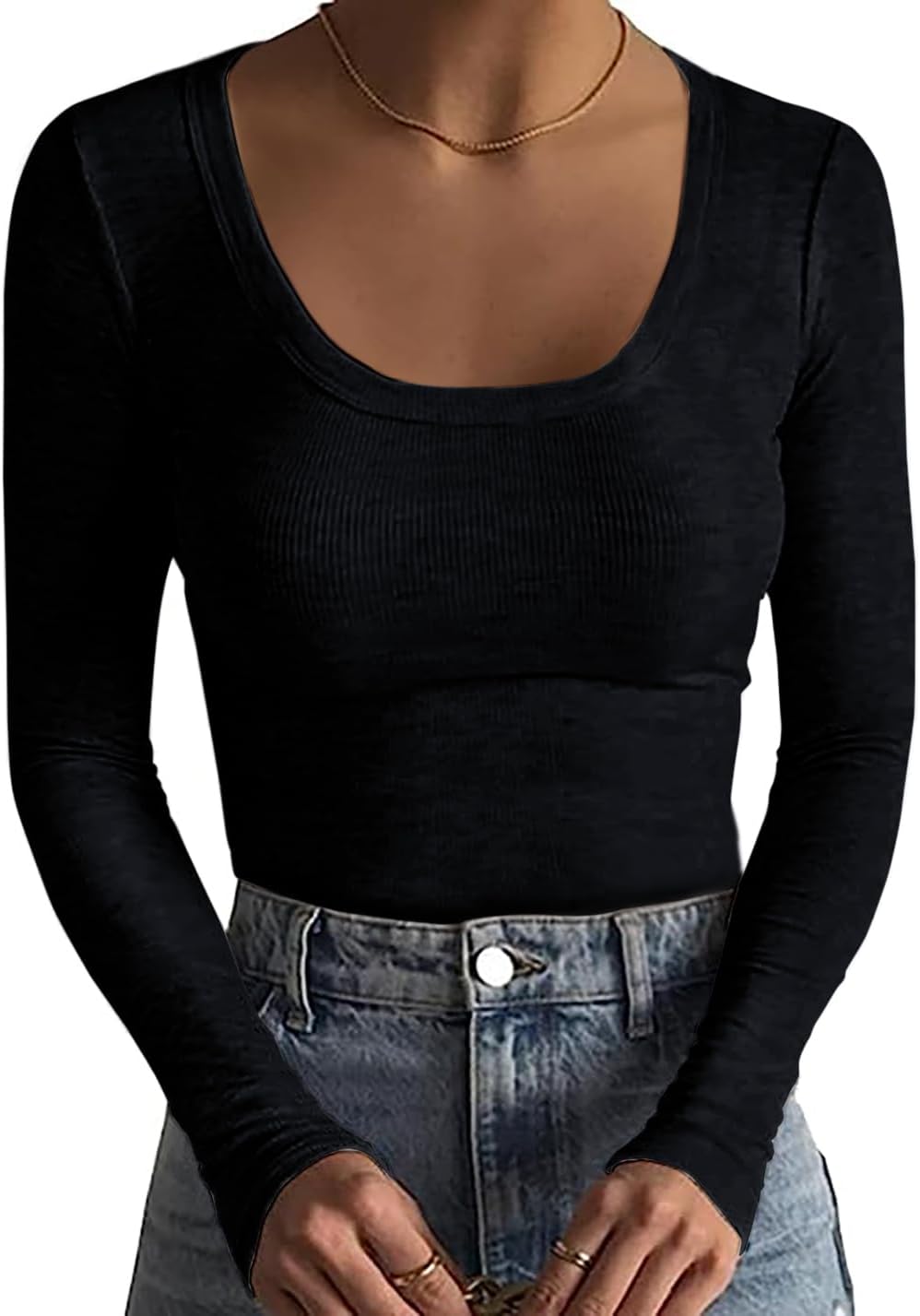 Scoop Neck Ribbed T-Shirt