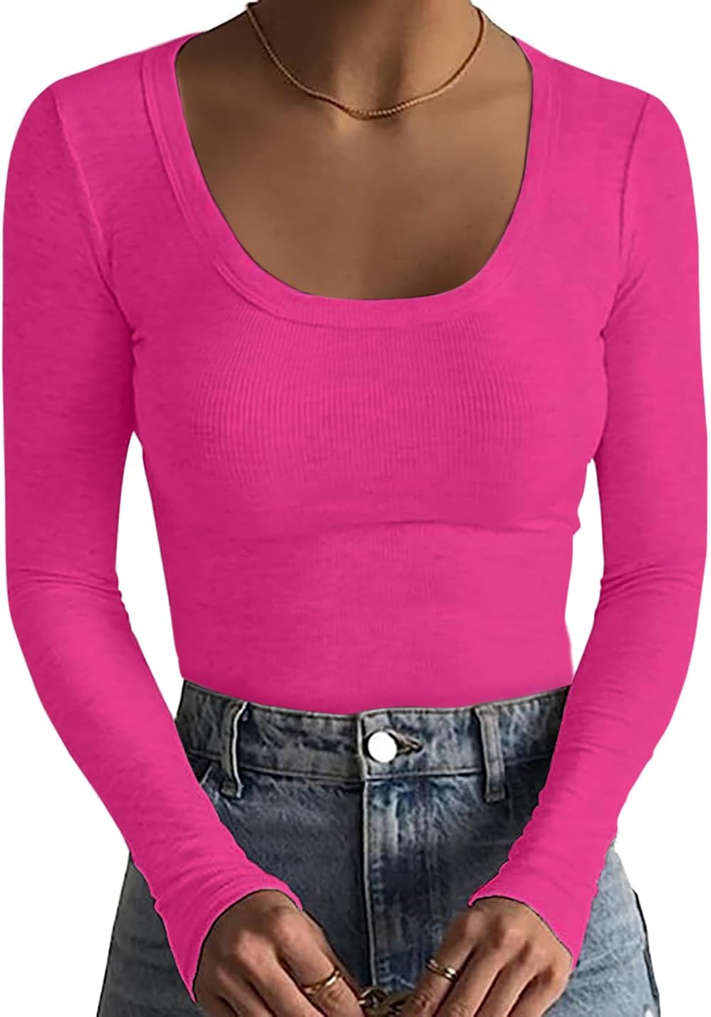 Scoop Neck Ribbed T-Shirt