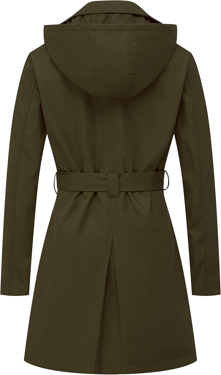 CREATMO US Women's Trench Coat Double-Breasted Classic Lapel Overcoat Belted Slim Outerwear Coat with Detachable Hood