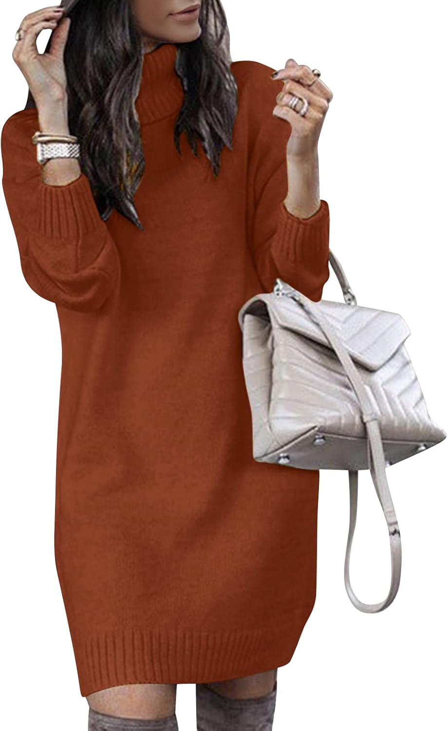 Oversized Turtleneck Sweater Dress