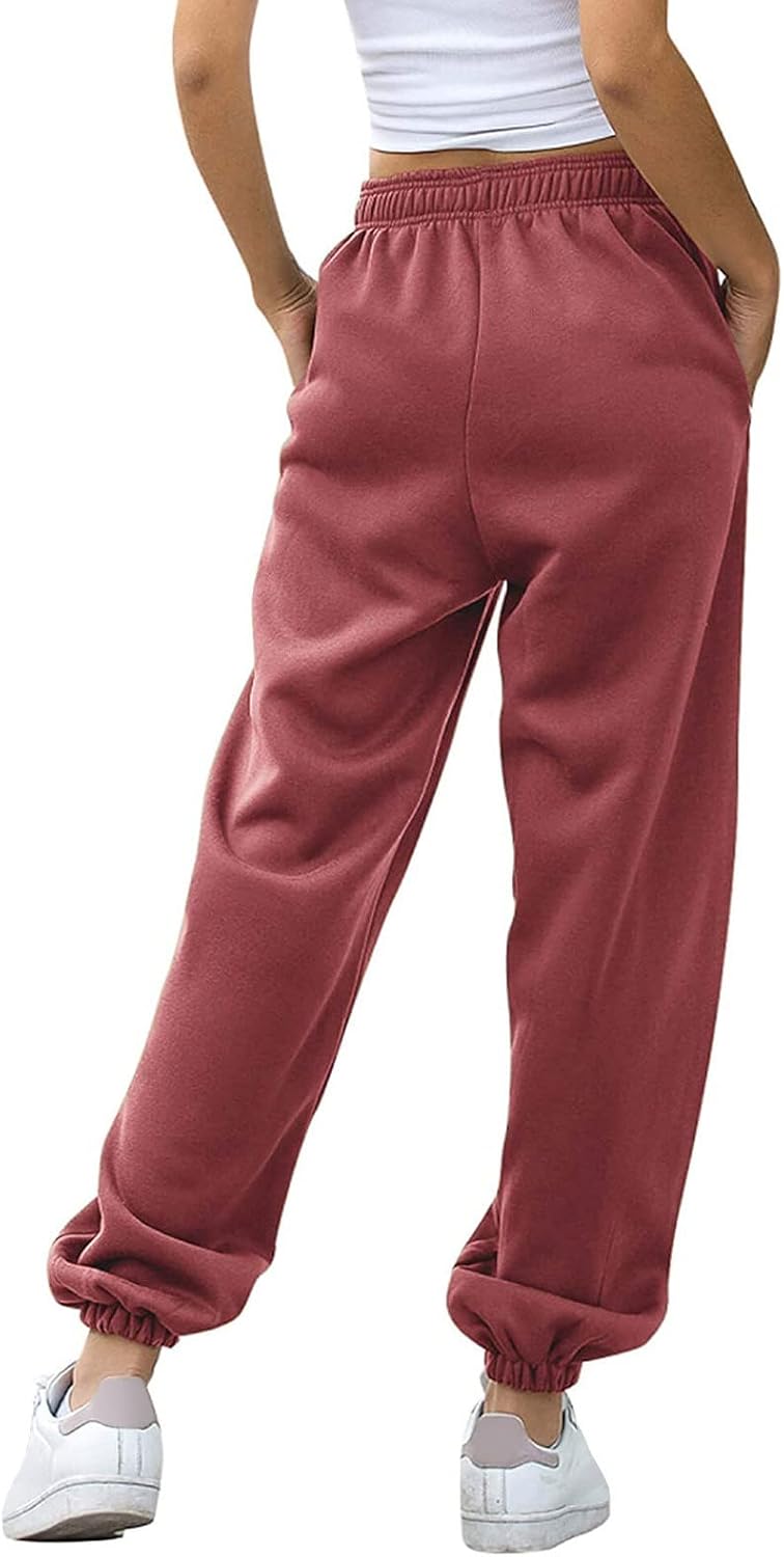 Sweatpants for Women Baggy Sweat Pants High Waisted Drawstring Joggers with Pockets Loose Fit Casual Workout Trousers
