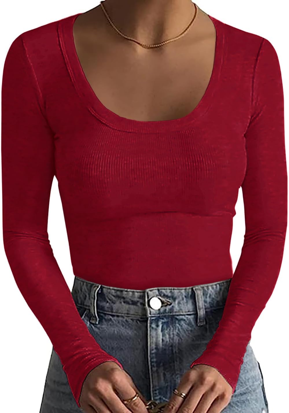 Scoop Neck Ribbed T-Shirt