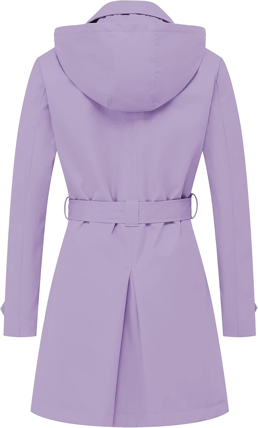 CREATMO US Women's Trench Coat Double-Breasted Classic Lapel Overcoat Belted Slim Outerwear Coat with Detachable Hood
